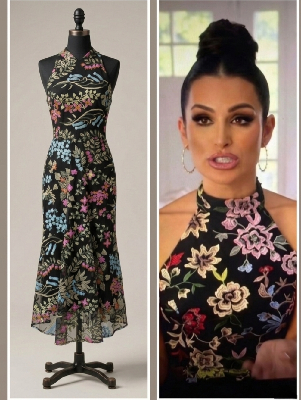 Sam Edelman 3D Floral Embroidered Mock Neck Halter Maxi Dress 4 ASO Romantic
